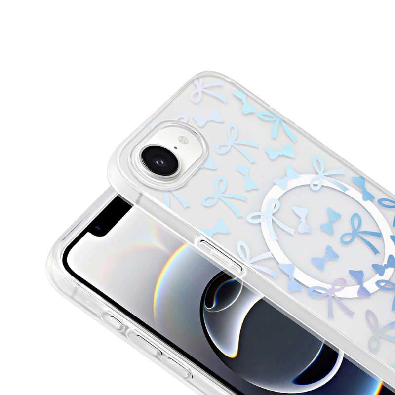 Apple iPhone 16E Case M-Safe Charging Transparent Zore Folk Hard Cover - 16