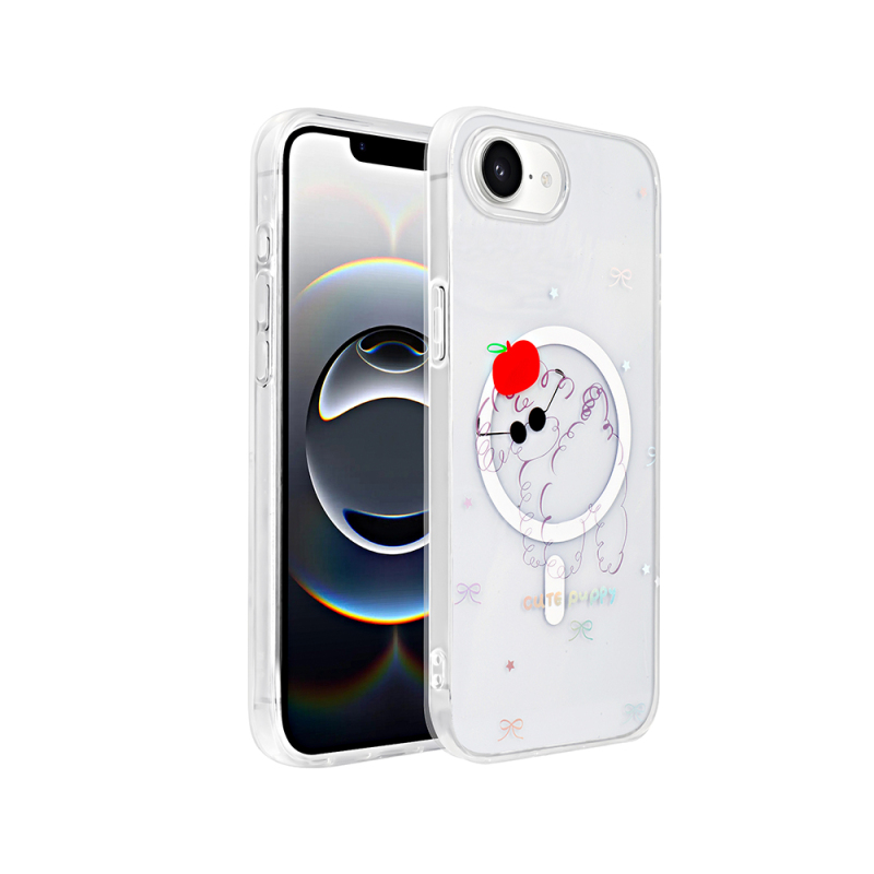 Apple iPhone 16E Case M-Safe Charging Transparent Zore Folk Hard Cover - 3