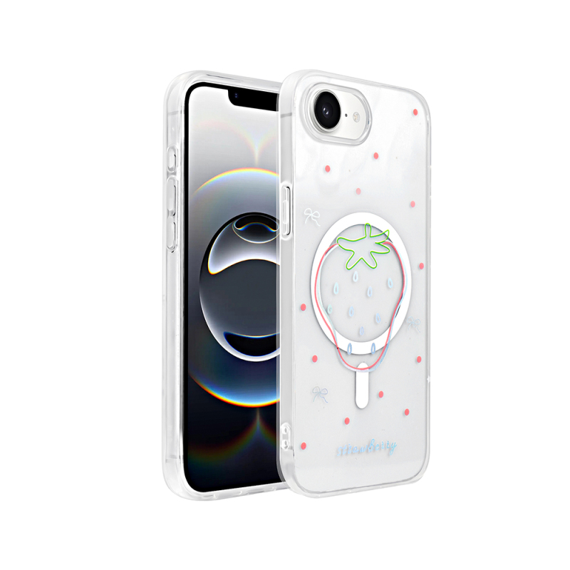 Apple iPhone 16E Case M-Safe Charging Transparent Zore Folk Hard Cover - 6