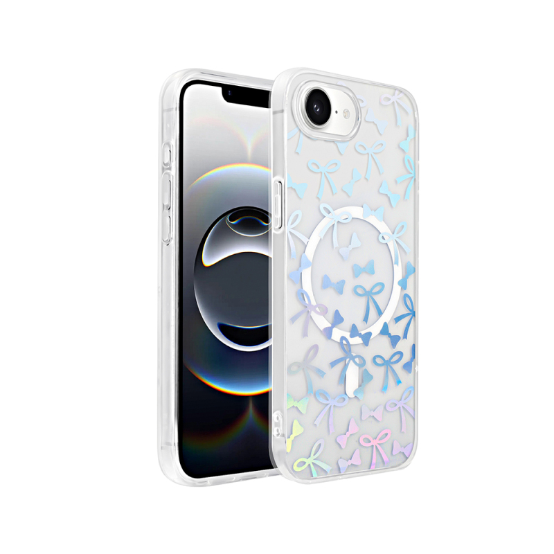 Apple iPhone 16E Case M-Safe Charging Transparent Zore Folk Hard Cover - 5