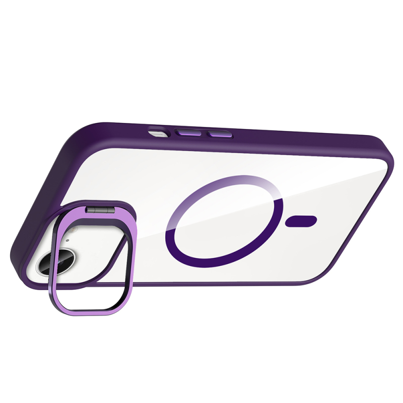 Apple iPhone 16E Case Stand and Camera Lens Gift M-Safe Charging Feature Zore Etro Cover - 9