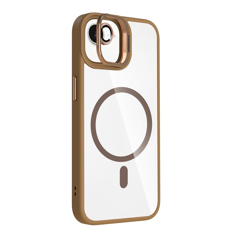 Apple iPhone 16E Case Stand and Camera Lens Gift M-Safe Charging Feature Zore Etro Cover - 16