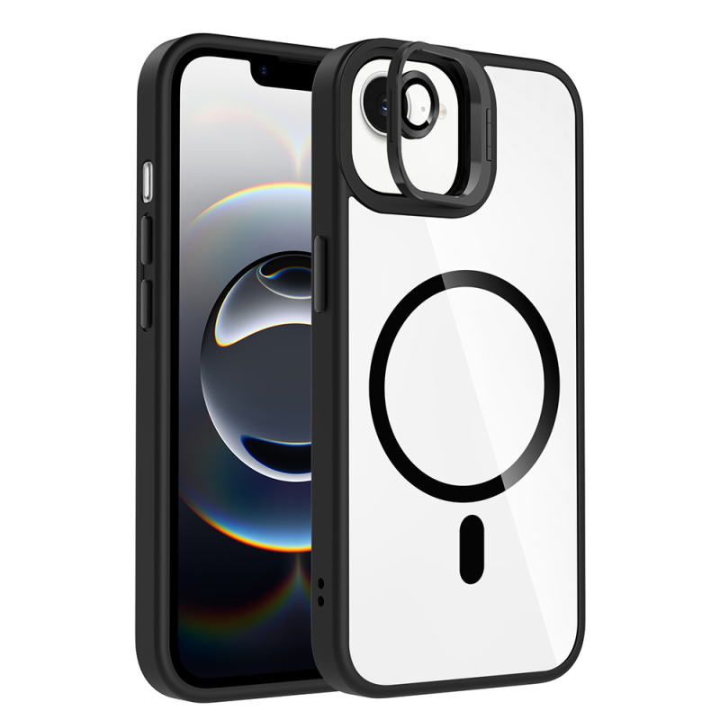 Apple iPhone 16E Case Stand and Camera Lens Gift M-Safe Charging Feature Zore Etro Cover - 7