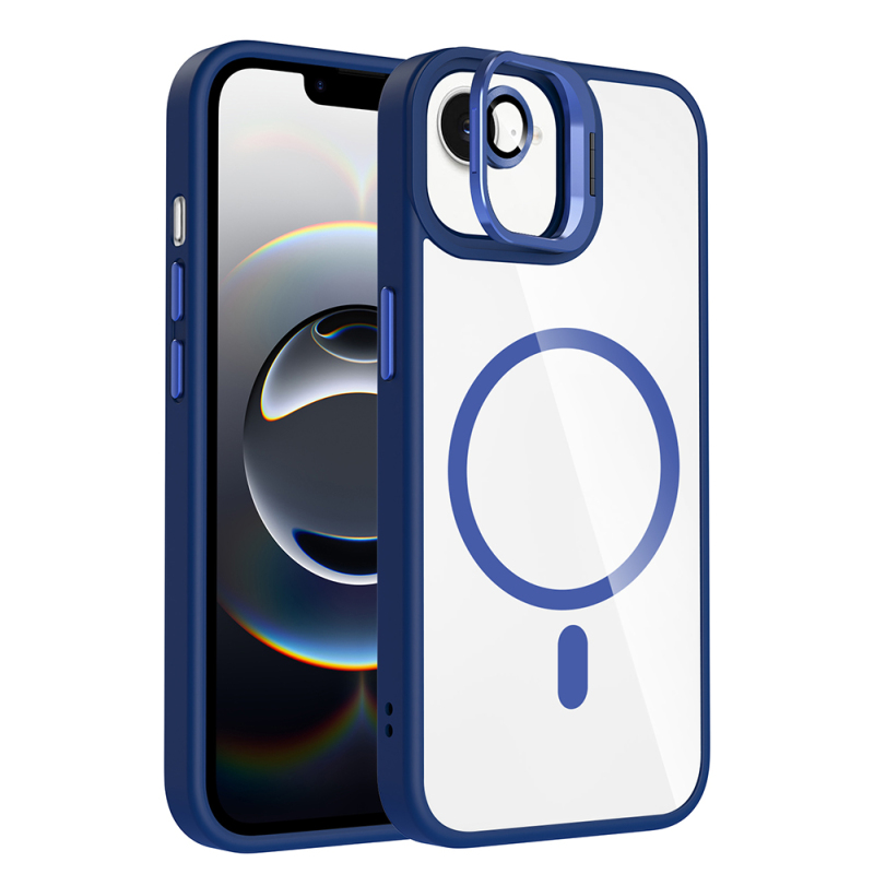 Apple iPhone 16E Case Stand and Camera Lens Gift M-Safe Charging Feature Zore Etro Cover - 4