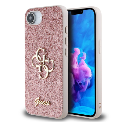 Apple iPhone 16E Kılıf Guess Orjinal Lisanslı 4G Büyük Metal Logolu Glitter Kapak - 1