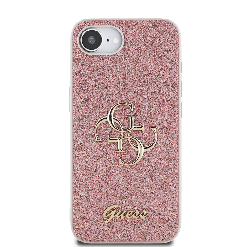Apple iPhone 16E Kılıf Guess Orjinal Lisanslı 4G Büyük Metal Logolu Glitter Kapak - 4