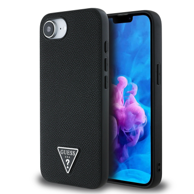 Apple iPhone 16E Kılıf Guess Orjinal Lisanslı M-safe Şarj Özellikli Grained Triangle Kapak - 2