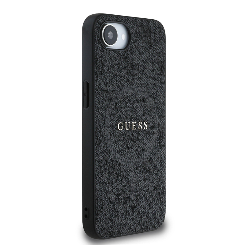 Apple iPhone 16E Kılıf Guess Orjinal Lisanslı M-safe Şarj Özellikli PU Halkalı 4G Desenli Yazı Logolu Kapak - 6