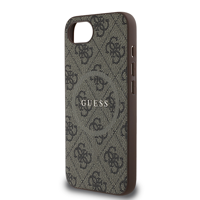 Apple iPhone 16E Kılıf Guess Orjinal Lisanslı M-safe Şarj Özellikli PU Halkalı 4G Desenli Yazı Logolu Kapak - 15