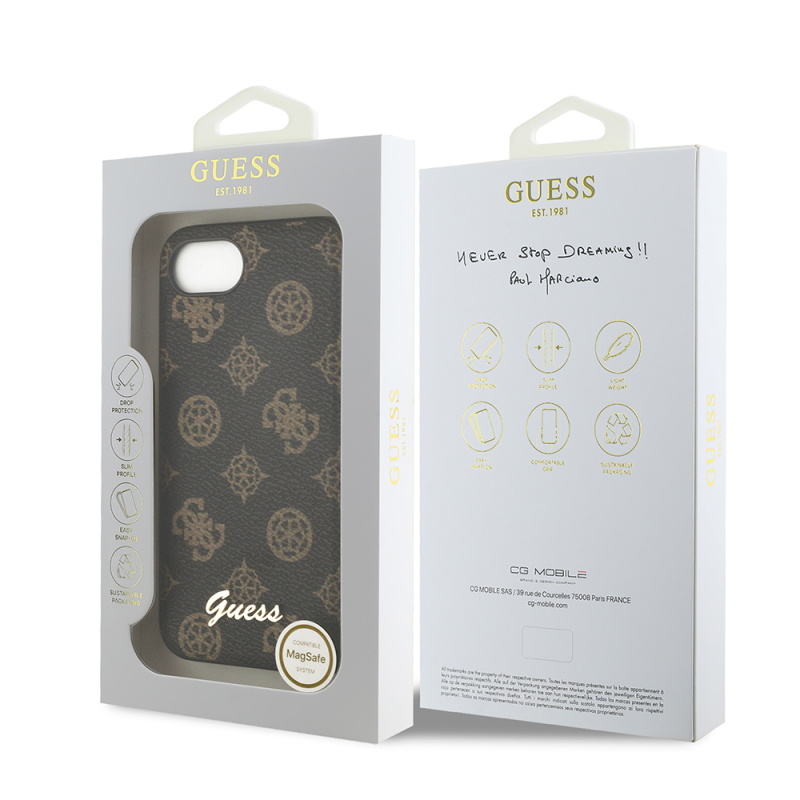 Apple iPhone 16E Kılıf Guess Orjinal Lisanslı M-safe Şarj Özellikli Yazı Logolu Peony Kapak - 9