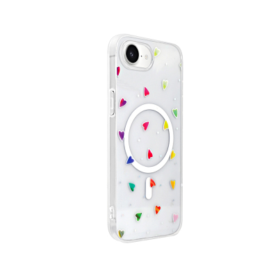 Apple iPhone 16E Kılıf M-Safe Şarj Özellikli Şeffaf Zore Folk Sert Kapak - 10