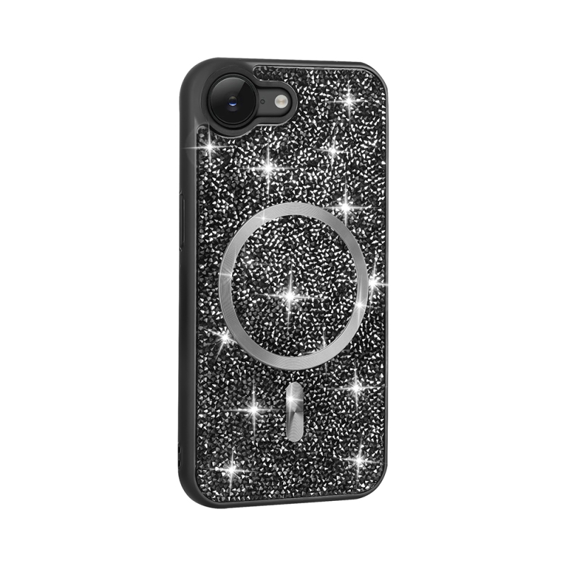 Apple iPhone 16E Kılıf Pırlanta Tasarımlı M-safe Şarj Özellikli Zore Mozaik Silikon Kapak - 1