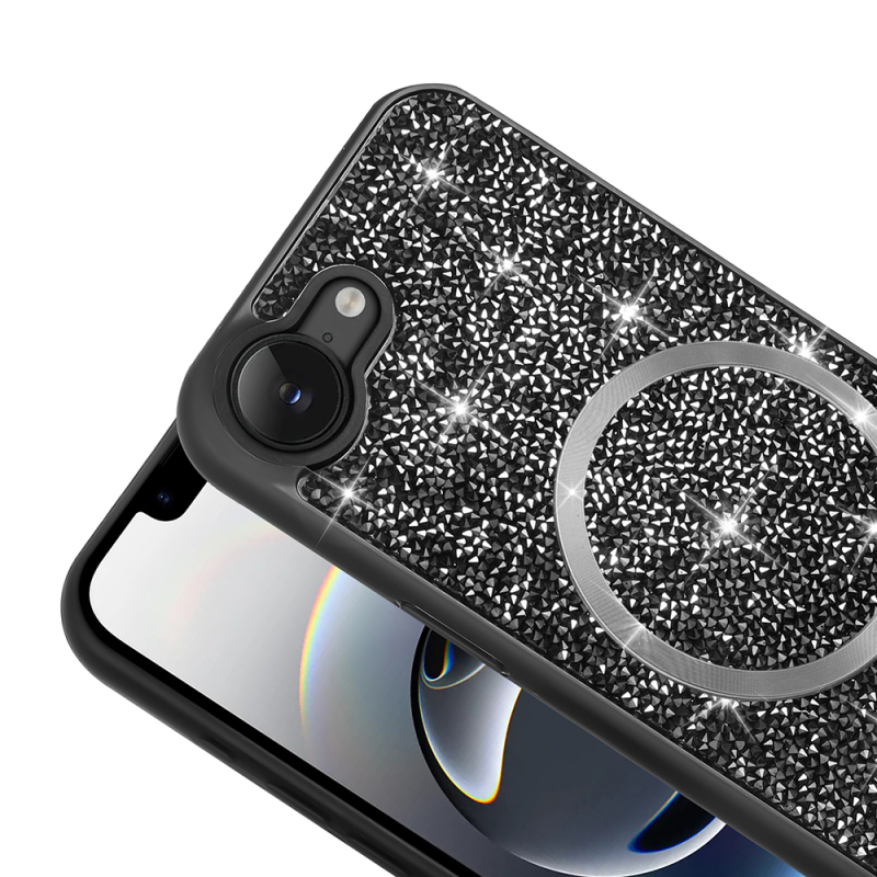 Apple iPhone 16E Kılıf Pırlanta Tasarımlı M-safe Şarj Özellikli Zore Mozaik Silikon Kapak - 6