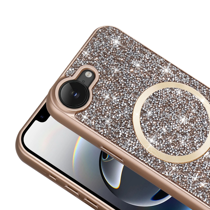 Apple iPhone 16E Kılıf Pırlanta Tasarımlı M-safe Şarj Özellikli Zore Mozaik Silikon Kapak - 10