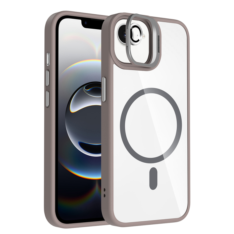 Apple iPhone 16E Kılıf Standlı ve Kamera Lens Hediyeli M-Safe Şarj Özellikli Zore Etro Kapak - 6
