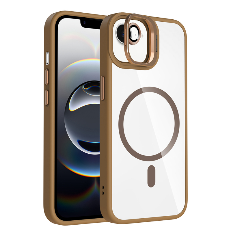 Apple iPhone 16E Kılıf Standlı ve Kamera Lens Hediyeli M-Safe Şarj Özellikli Zore Etro Kapak - 5