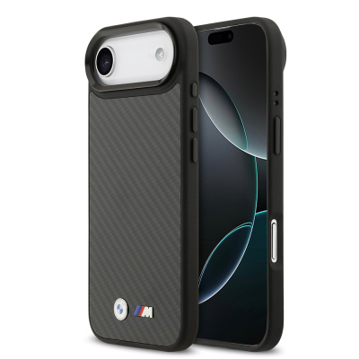 Apple iPhone 17 Air Case, BMW Original Licensed M-safe Charging Enabled Carbon Fiber Metal Logo Cover - 1