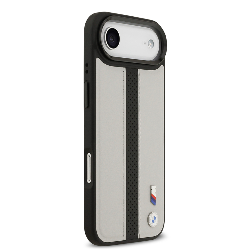 Apple iPhone 17 Air Case BMW Original Licensed M-safe Charging Feature Leather Back Surface Metal Logo Perforated Strip Design Cover - 13