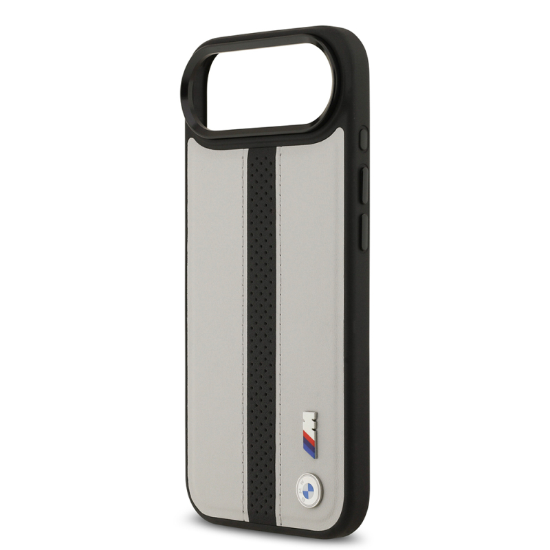 Apple iPhone 17 Air Case BMW Original Licensed M-safe Charging Feature Leather Back Surface Metal Logo Perforated Strip Design Cover - 15