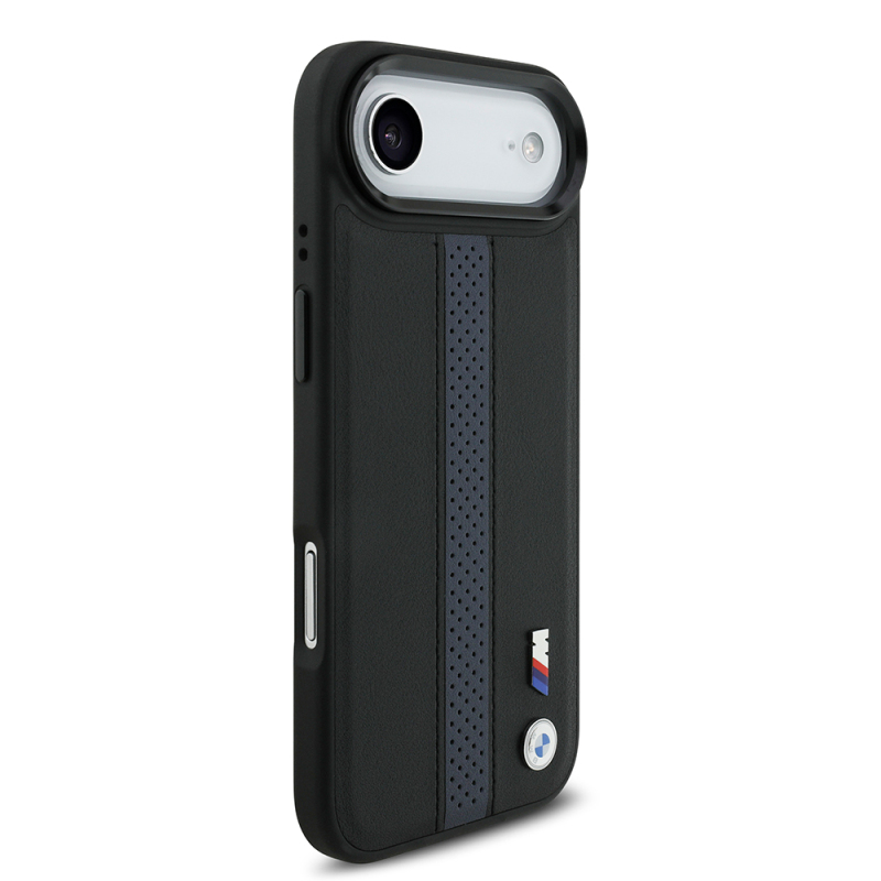 Apple iPhone 17 Air Case BMW Original Licensed M-safe Charging Feature Leather Back Surface Metal Logo Perforated Strip Design Cover - 19
