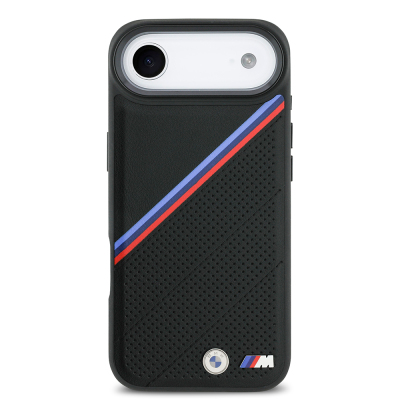 Apple iPhone 17 Air Case BMW Original Licensed M-Safe Charging Feature M Logo Three Stripe Perforated Leather Cover - 5