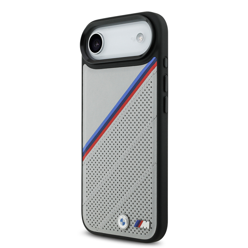 Apple iPhone 17 Air Case BMW Original Licensed M-Safe Charging Feature M Logo Three Stripe Perforated Leather Cover - 10