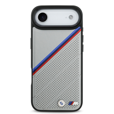 Apple iPhone 17 Air Case BMW Original Licensed M-Safe Charging Feature M Logo Three Stripe Perforated Leather Cover - 11