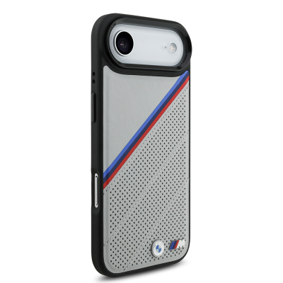 Apple iPhone 17 Air Case BMW Original Licensed M-Safe Charging Feature M Logo Three Stripe Perforated Leather Cover - 12