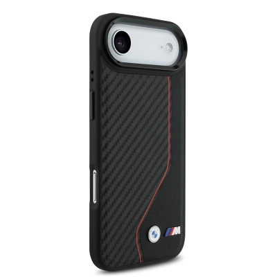 Apple iPhone 17 Air Case BMW Original Licensed M-Safe Charging Feature Metal BMW and M Logo PU Carbon Design Cover - 4