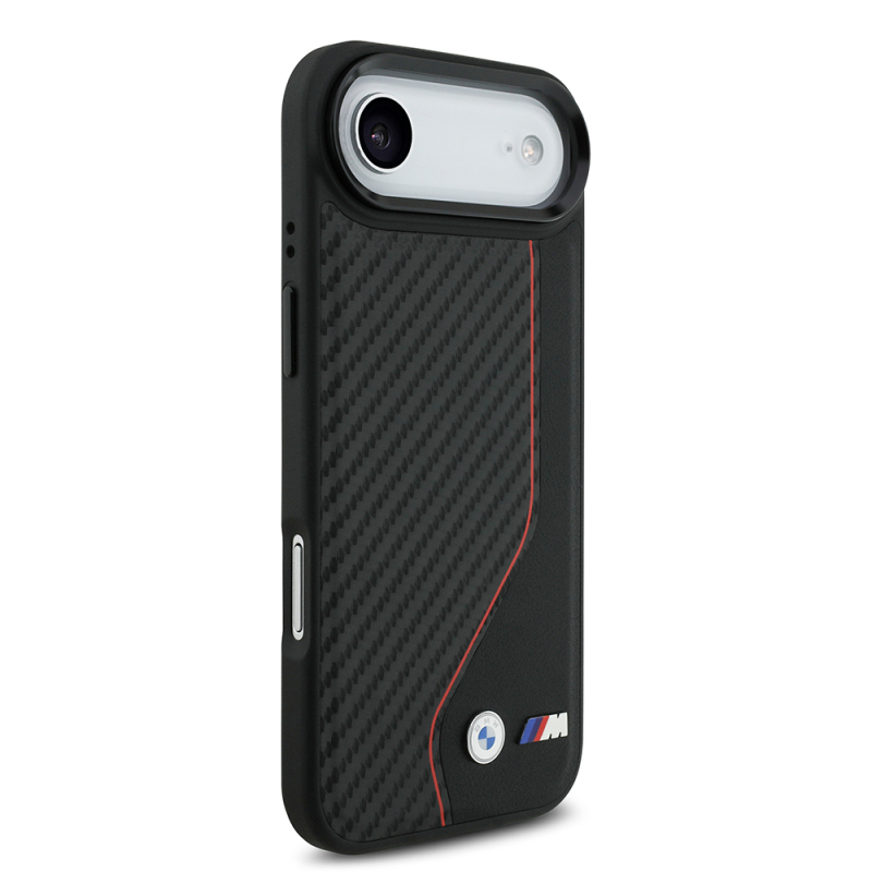 Apple iPhone 17 Air Case BMW Original Licensed M-Safe Charging Feature Metal BMW and M Logo PU Carbon Design Cover - 4