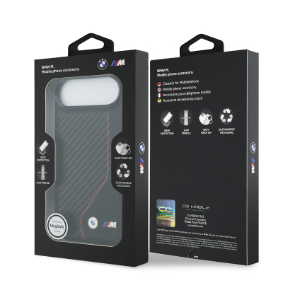 Apple iPhone 17 Air Case BMW Original Licensed M-Safe Charging Feature Metal BMW and M Logo PU Carbon Design Cover - 9