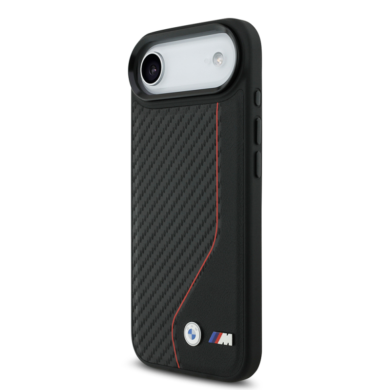 Apple iPhone 17 Air Case BMW Original Licensed M-Safe Charging Feature Metal BMW and M Logo PU Carbon Design Cover - 8