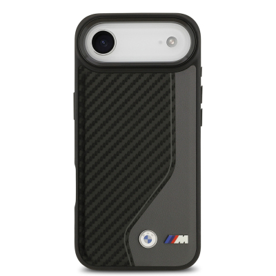 Apple iPhone 17 Air Case BMW Original Licensed M-Safe Charging Feature Metal BMW and M Logo PU Carbon Design Cover - 12