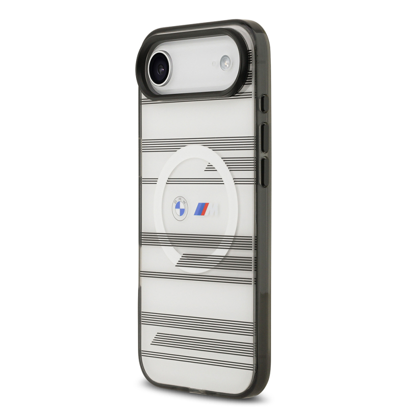 Apple iPhone 17 Air Case BMW Original Licensed M-Safe Charging Feature Metal Camera Button Horizontal Stripe M Design Cover - 4