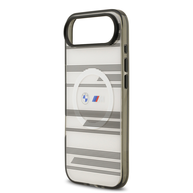 Apple iPhone 17 Air Case BMW Original Licensed M-Safe Charging Feature Metal Camera Button Horizontal Stripe M Design Cover - 7