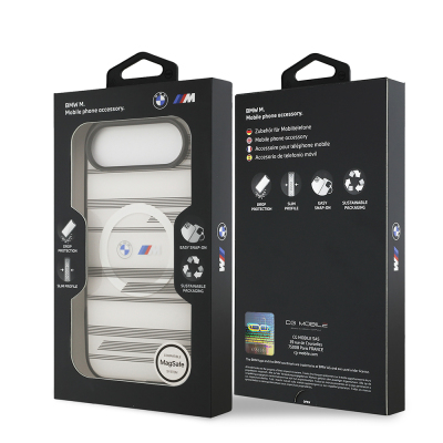 Apple iPhone 17 Air Case BMW Original Licensed M-Safe Charging Feature Metal Camera Button Horizontal Stripe M Design Cover - 17