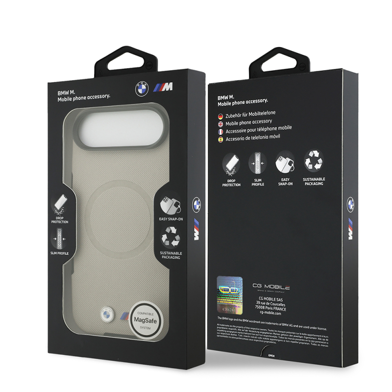 Apple iPhone 17 Air Case BMW Original Licensed M-Safe Charging Feature Metal Logo Perforated M Design Leather Cover - 37