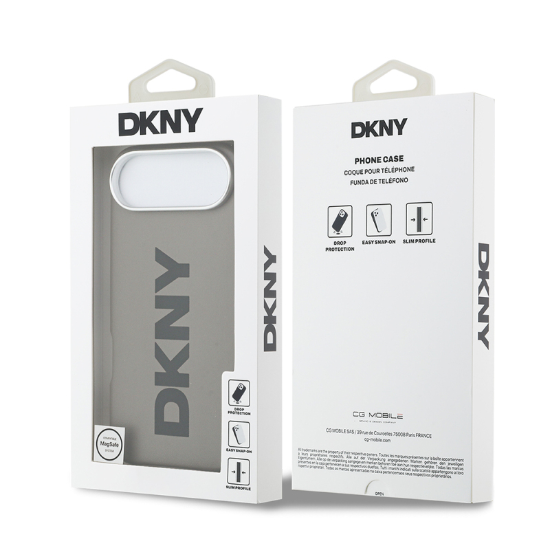 Apple iPhone 17 Air Case DKNY Original Licensed M-safe Charging Feature PU Large Vertical Logo Cover - 17