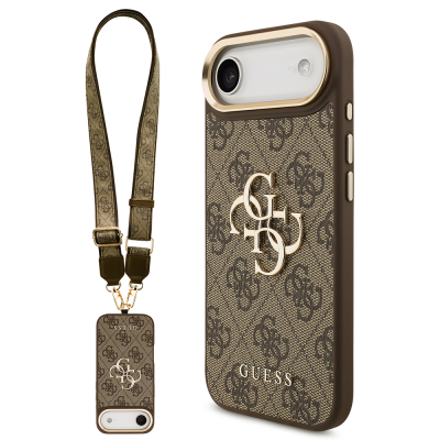 Apple iPhone 17 Air Case Guess Original Licensed 4G Large Metal Logo Thick Strap Cover - 4