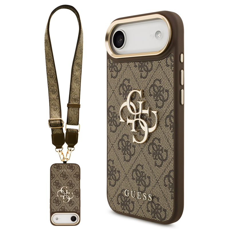 Apple iPhone 17 Air Case Guess Original Licensed 4G Large Metal Logo Thick Strap Cover - 4