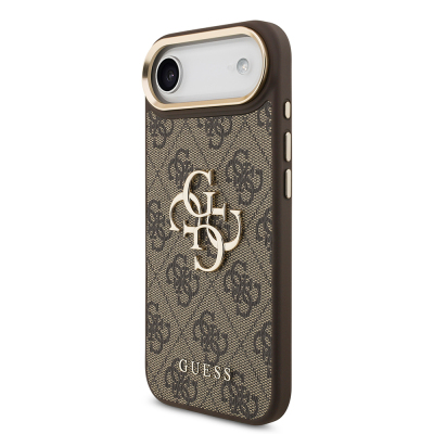 Apple iPhone 17 Air Case Guess Original Licensed Gold Metal Camera Frame 4G Patterned Metal Big 4G and Text Logo Cover - 12