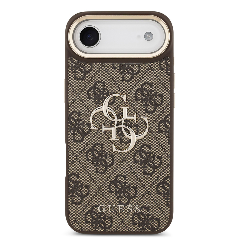 Apple iPhone 17 Air Case Guess Original Licensed Gold Metal Camera Frame 4G Patterned Metal Big 4G and Text Logo Cover - 13