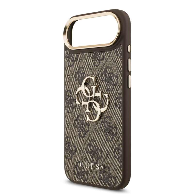 Apple iPhone 17 Air Case Guess Original Licensed Gold Metal Camera Frame 4G Patterned Metal Big 4G and Text Logo Cover - 16