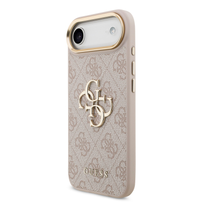 Apple iPhone 17 Air Case Guess Original Licensed Gold Metal Camera Frame 4G Patterned Metal Big 4G and Text Logo Cover - 19