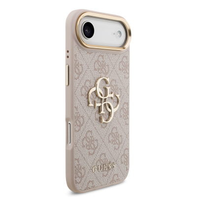 Apple iPhone 17 Air Case Guess Original Licensed Gold Metal Camera Frame 4G Patterned Metal Big 4G and Text Logo Cover - 21