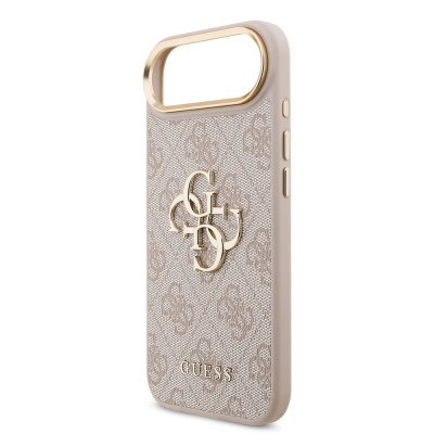 Apple iPhone 17 Air Case Guess Original Licensed Gold Metal Camera Frame 4G Patterned Metal Big 4G and Text Logo Cover - 23