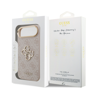Apple iPhone 17 Air Case Guess Original Licensed Gold Metal Camera Frame 4G Patterned Metal Big 4G and Text Logo Cover - 25