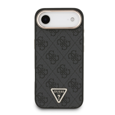 Apple iPhone 17 Air Case Guess Original Licensed Gold Metal Camera Frame Stone Triangle Logo 4G Patterned Cover - 5