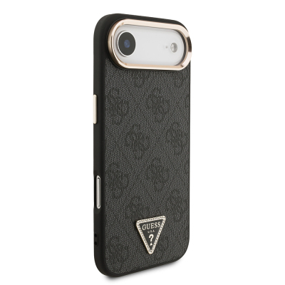 Apple iPhone 17 Air Case Guess Original Licensed Gold Metal Camera Frame Stone Triangle Logo 4G Patterned Cover - 6
