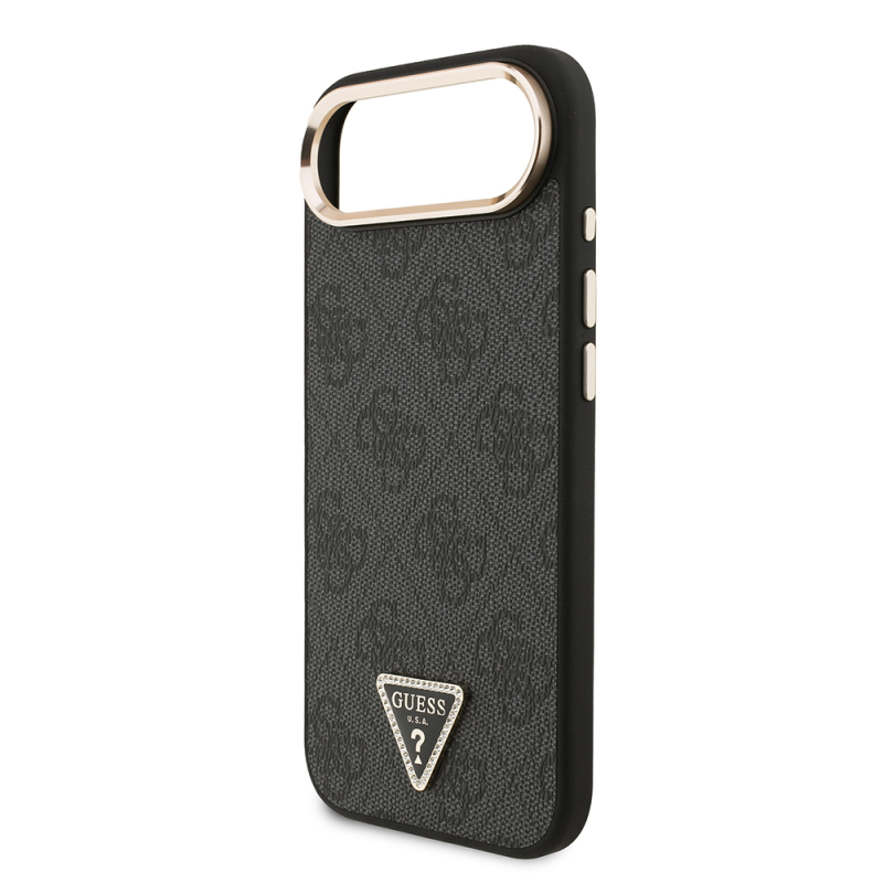 Apple iPhone 17 Air Case Guess Original Licensed Gold Metal Camera Frame Stone Triangle Logo 4G Patterned Cover - 8